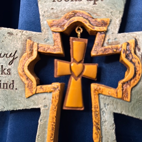 Abby Press Decorative Resin Inspirational Wall Hanging Cross w/ Dangling Center - Picture 4 of 9
